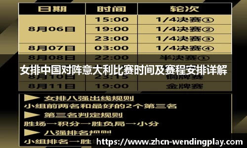 女排中国对阵意大利比赛时间及赛程安排详解