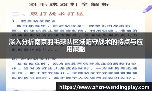 深入分析南京羽毛球队区域防守战术的特点与应用策略